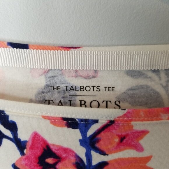 Talbots 3/4 Sleeve Coral & Blue Floral Shirt XLp Extra Large Petite - Picture 4 of 7